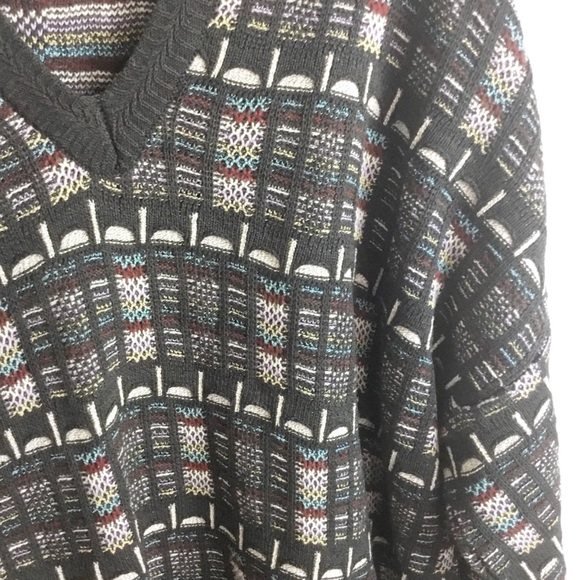 Pronto Uomo Mens Pullover Sweater Multicolor Abstract Merino Italy M - Picture 2 of 6